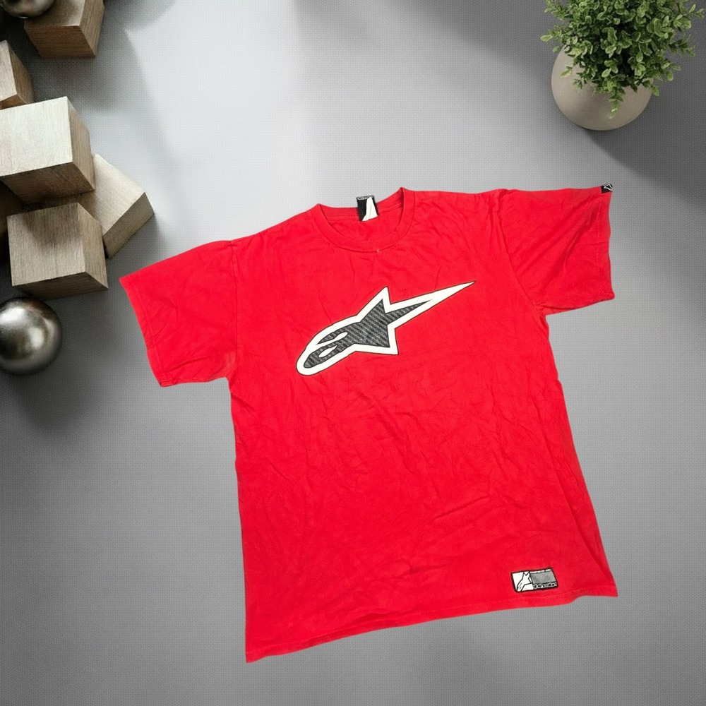 Alpinestars Vintage Y2K Red Graphic T-Shirt Mens Large Biker Skater Streetwear